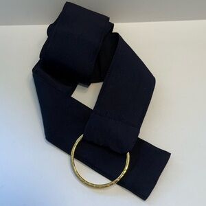 Ralph Lauren Navy Blue Grosgrain Ribbon Belt Gold O-Rings L/XL